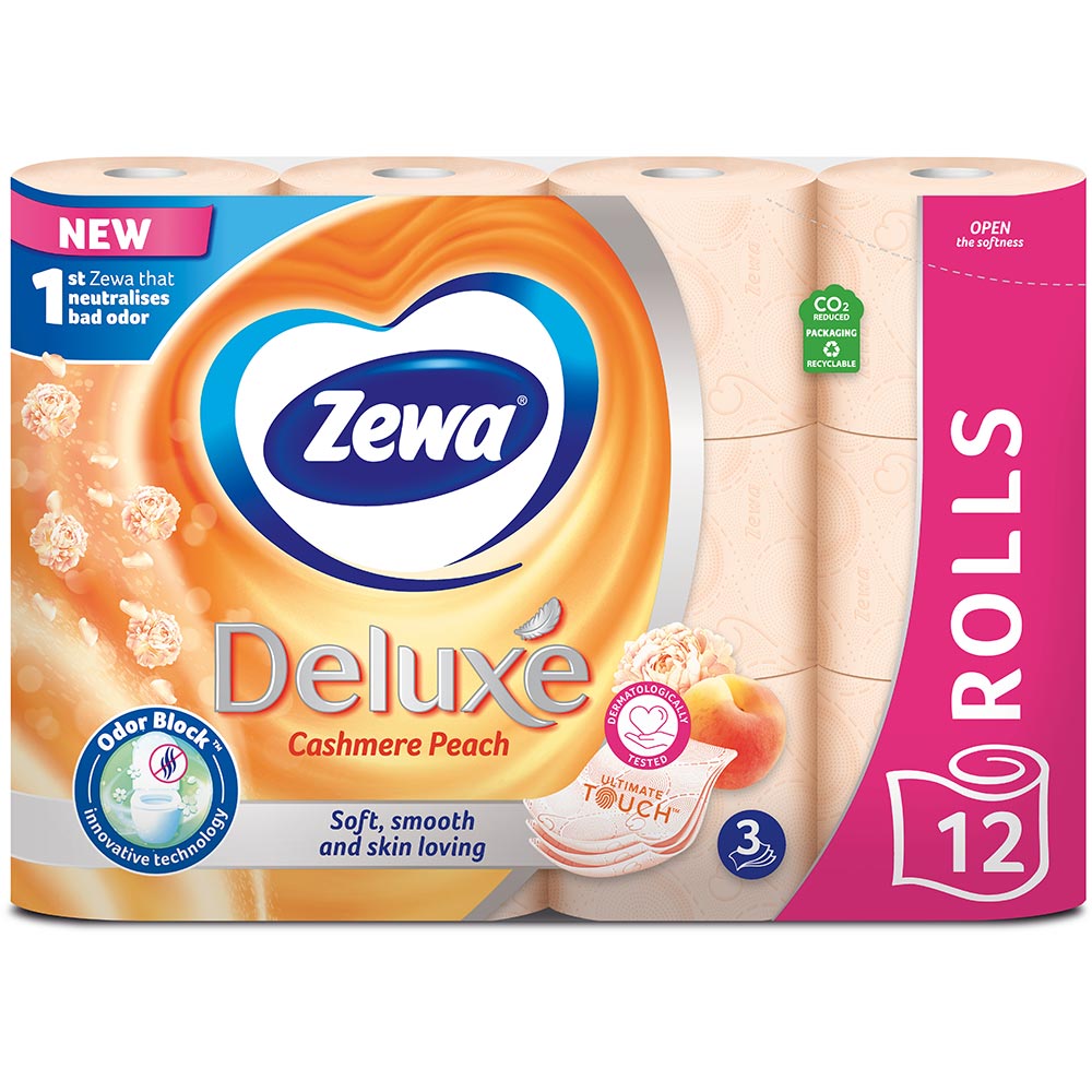Туалетная бумага Zewa Deluxe персик 3 слоя 12 рулонов (7322541396026) Вид туалетная бумага