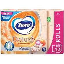 Туалетная бумага Zewa Deluxe персик 3 слоя 12 рулонов (7322541396026)