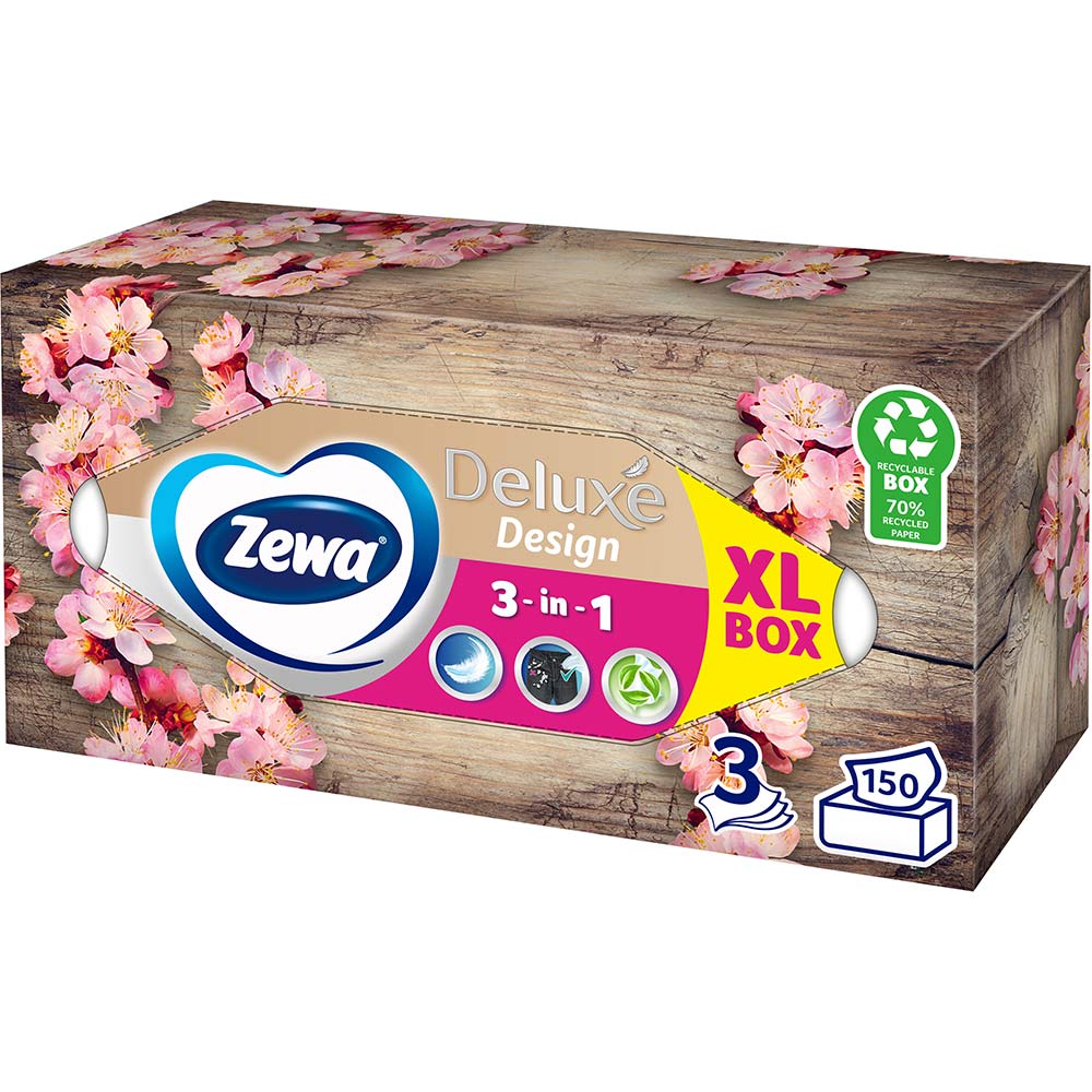 Салфетки косметические ZEWA Deluxe 150 (7322541685564) Особенности Трёхслойные 
