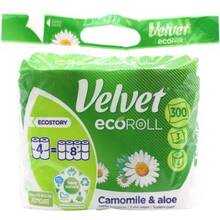 Туалетная бумага VELVET Camomile&Aloe Eco Roll 4=8 рул. 3 слоя (VTPCAER43n)