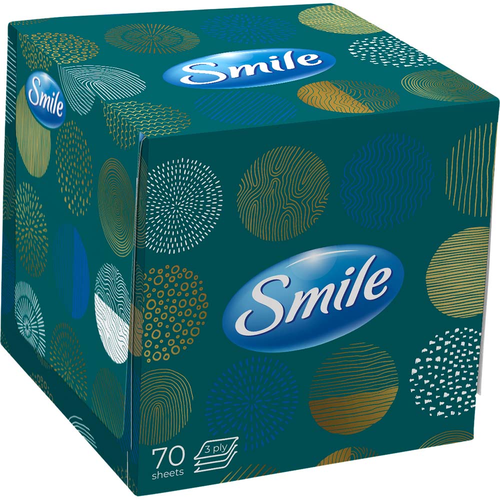 Салфетки косметические SMILE 3 слоя 70 шт куб дизайн в ассортименте (4823071661996) Назначение очищение