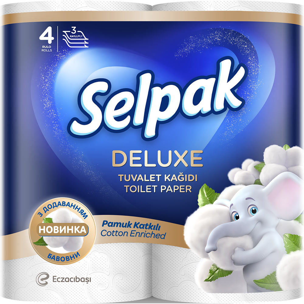 Туалетная бумага SELPAK Deluxe трехслойная 4 рулона (8690530046566)