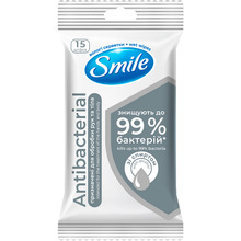 Вологі серветки SMILE Antibacterial зі спиртом 15 шт (42502576)