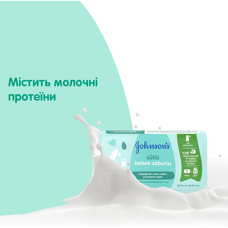 Детское мыло JOHNSON'S Baby Молоко 90 г (3574661642932) Категория для детей