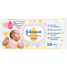 Влажные салфетки для детей Johnson's Baby Экстра нежные 0+ 56 шт (3574661599250)