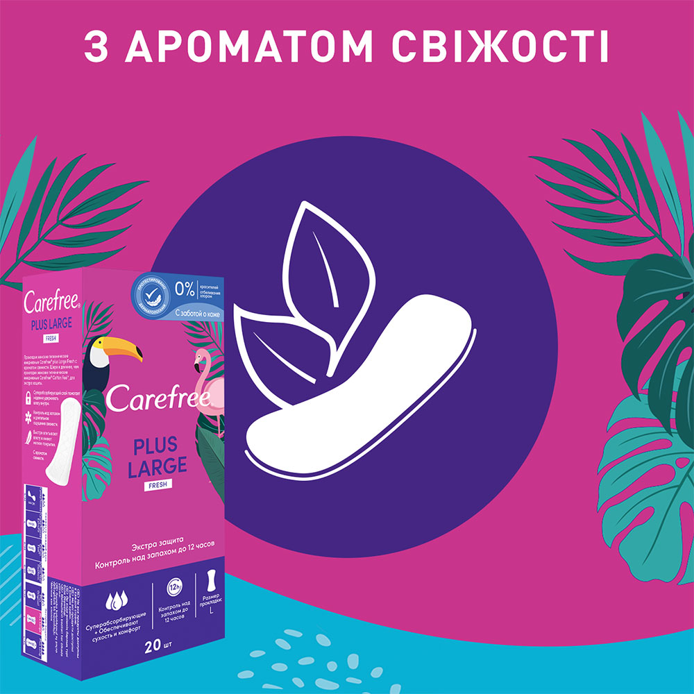 Ежедневные прокладки Carefree Plus Large Fresh 20 шт (3574661487564) Категория для женщин