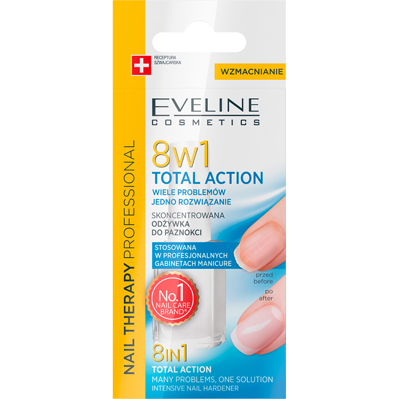 Средство для укрепления ногтей Eveline Cosmetics Nail Therapy Professional 8в1 Total Action 12 мл (5901761971903)