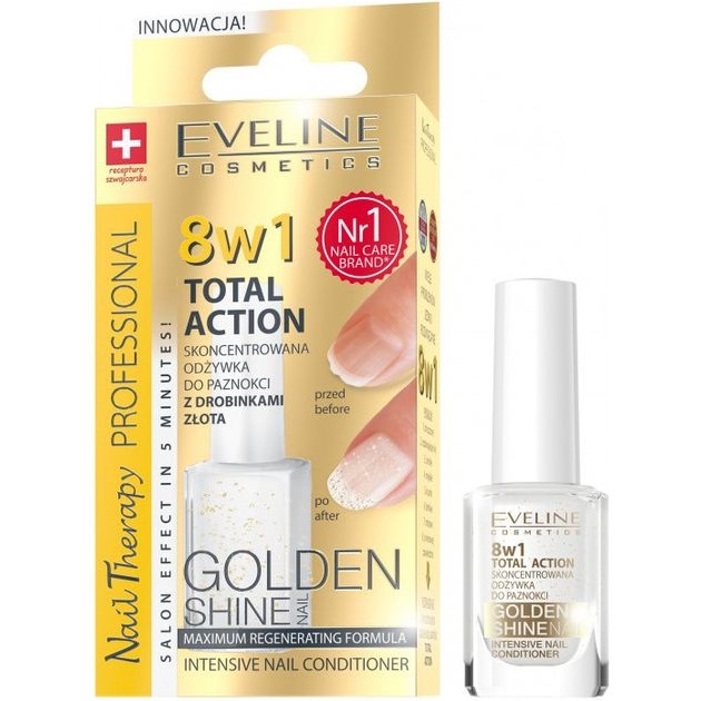 Средство для ногтей Eveline Cosmetics Nail Therapy Professional 8в1 Total Action Golden Shine 12 мл (5901761972436)