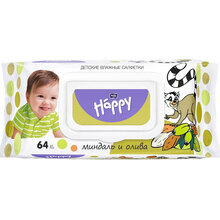 Салфетки влажные Bella Baby Happy миндаль и олива 64 шт (BB-062-WA64-002)