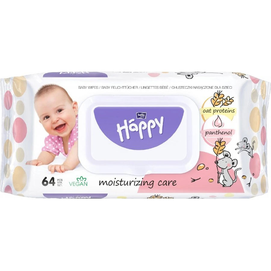 Серветки вологі Bella Baby Happy вівсяні білки та пантенол 64 шт (BB-062-WP64-004)