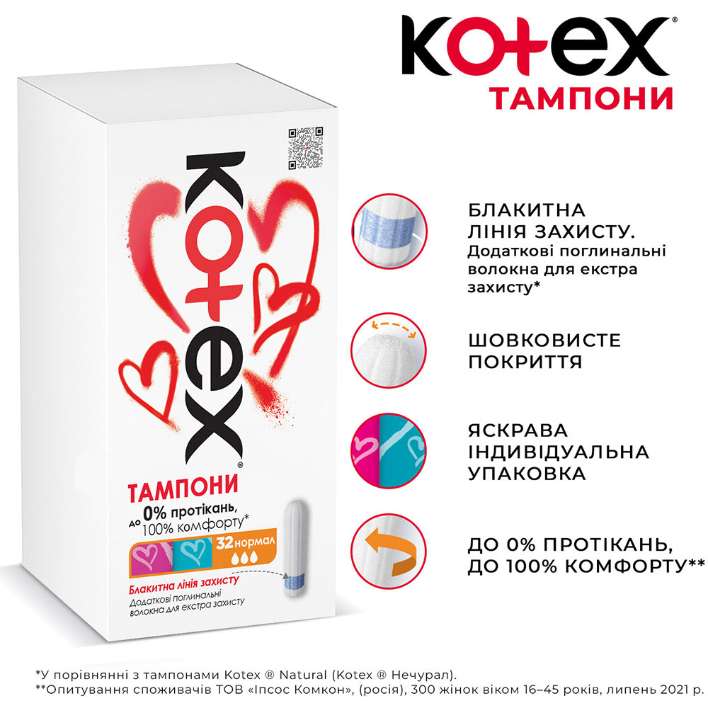 Тампони KOTEX Normal 32 шт (5029053035741) Комплектація 32шт