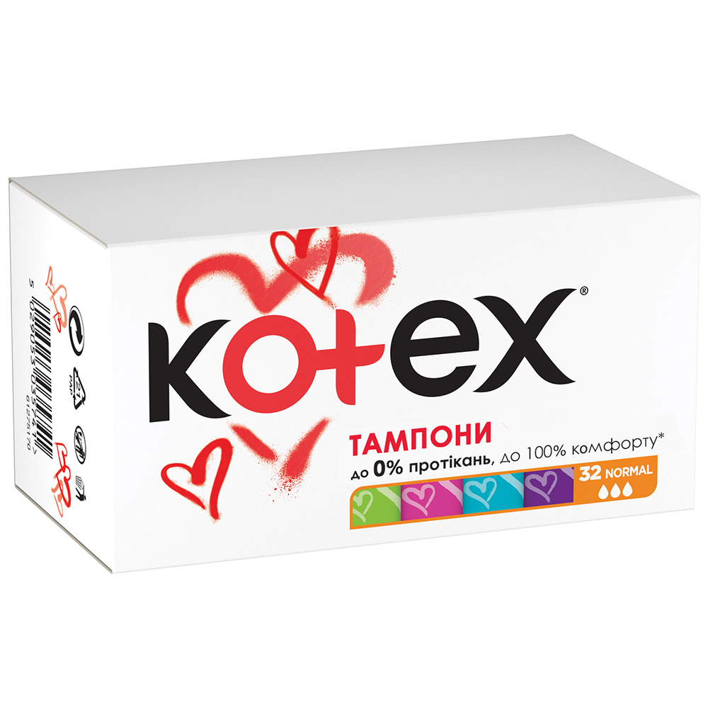 Тампони KOTEX Normal 32 шт (5029053035741) Особливості Поглинання 3 краплі