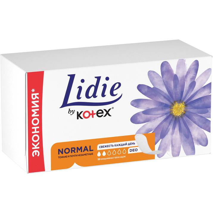 Ежедневные гигиенические прокладки KOTEX LIDIE by Deo 50 шт (5029053540214) Вид прокладки