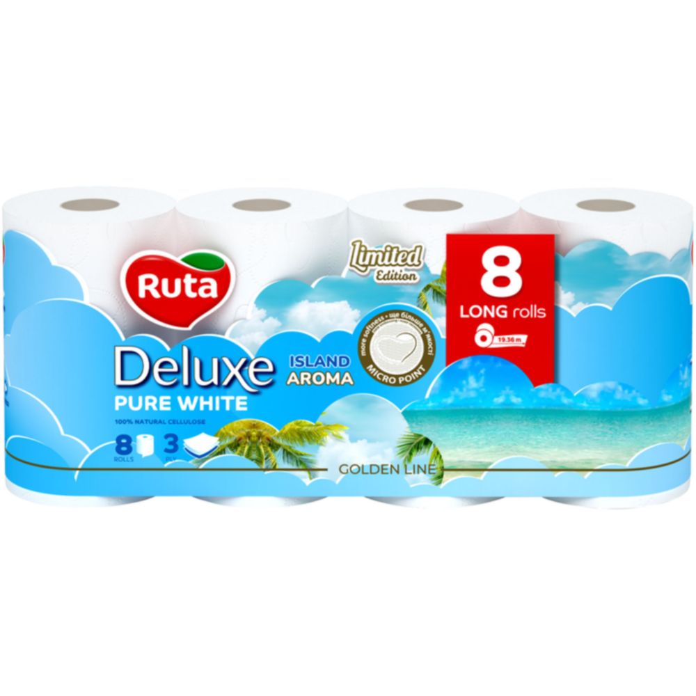 Туалетная бумага RUTA Pure White Deluxe 8 шт (58770174)