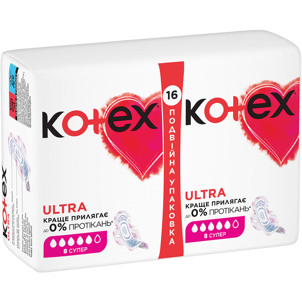 Прокладки KOTEX Ultra Dry Super Duo 16 шт (5029053542652) Вид прокладки