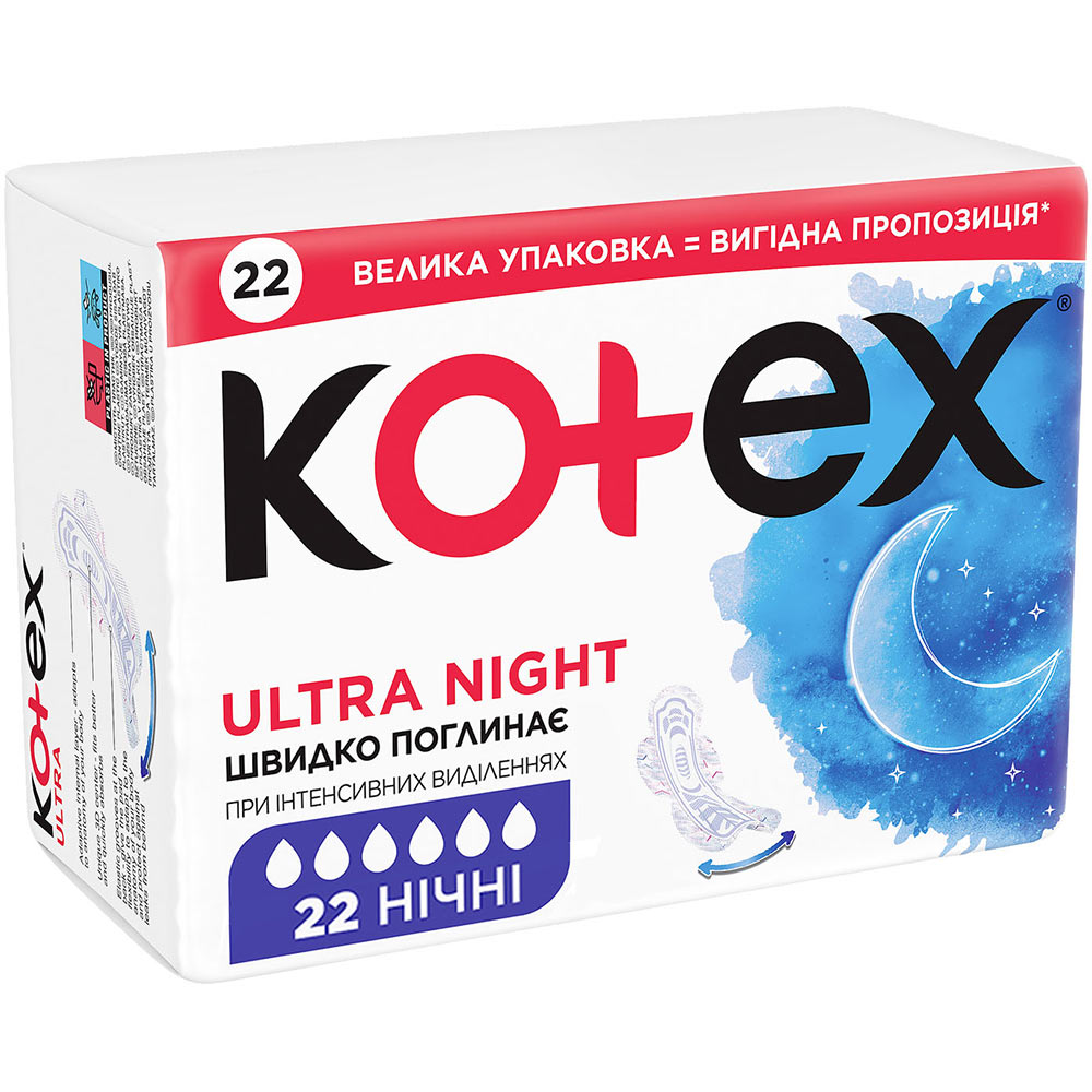 Прокладки KOTEX Ultra Quadro Night 22 шт (5029053580944) Вид прокладки