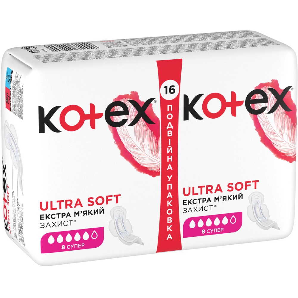 Прокладки KOTEX Ultra Soft Super Duo 16 шт (5029053542690) Комплектація 16 шт