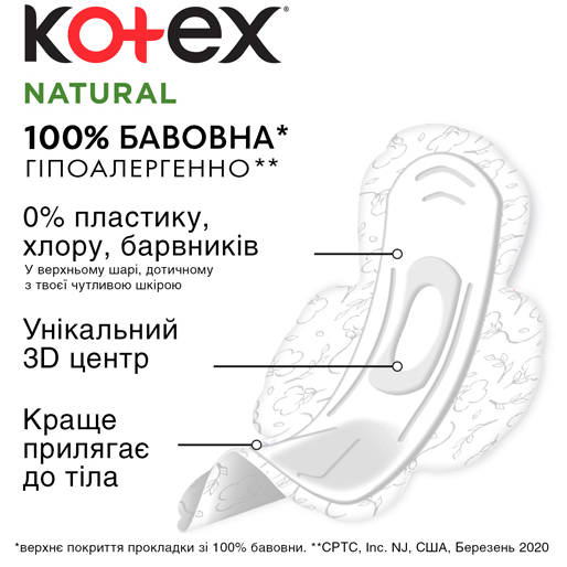 Прокладки KOTEX Natural Normal 8 шт (5029053575322) Клас загальний