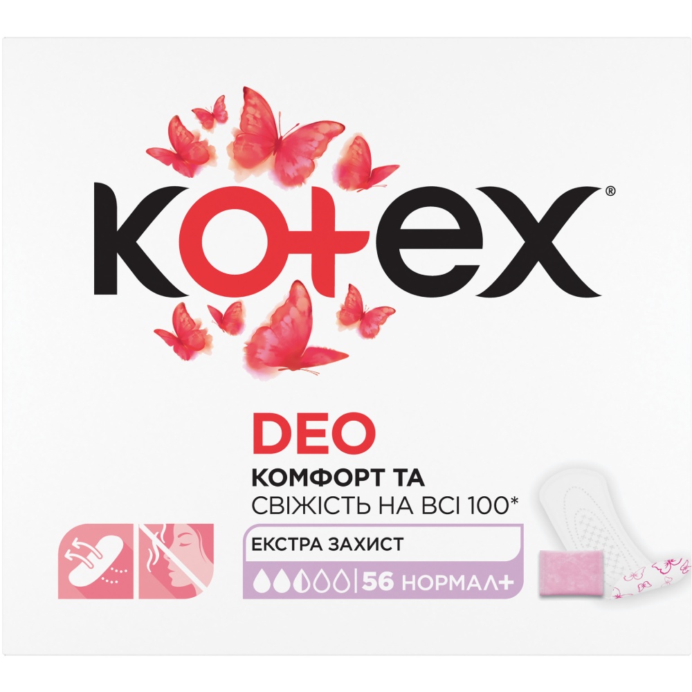 Ежедневные прокладки KOTEX Normal Plus Deo 56 шт (5029053548265)