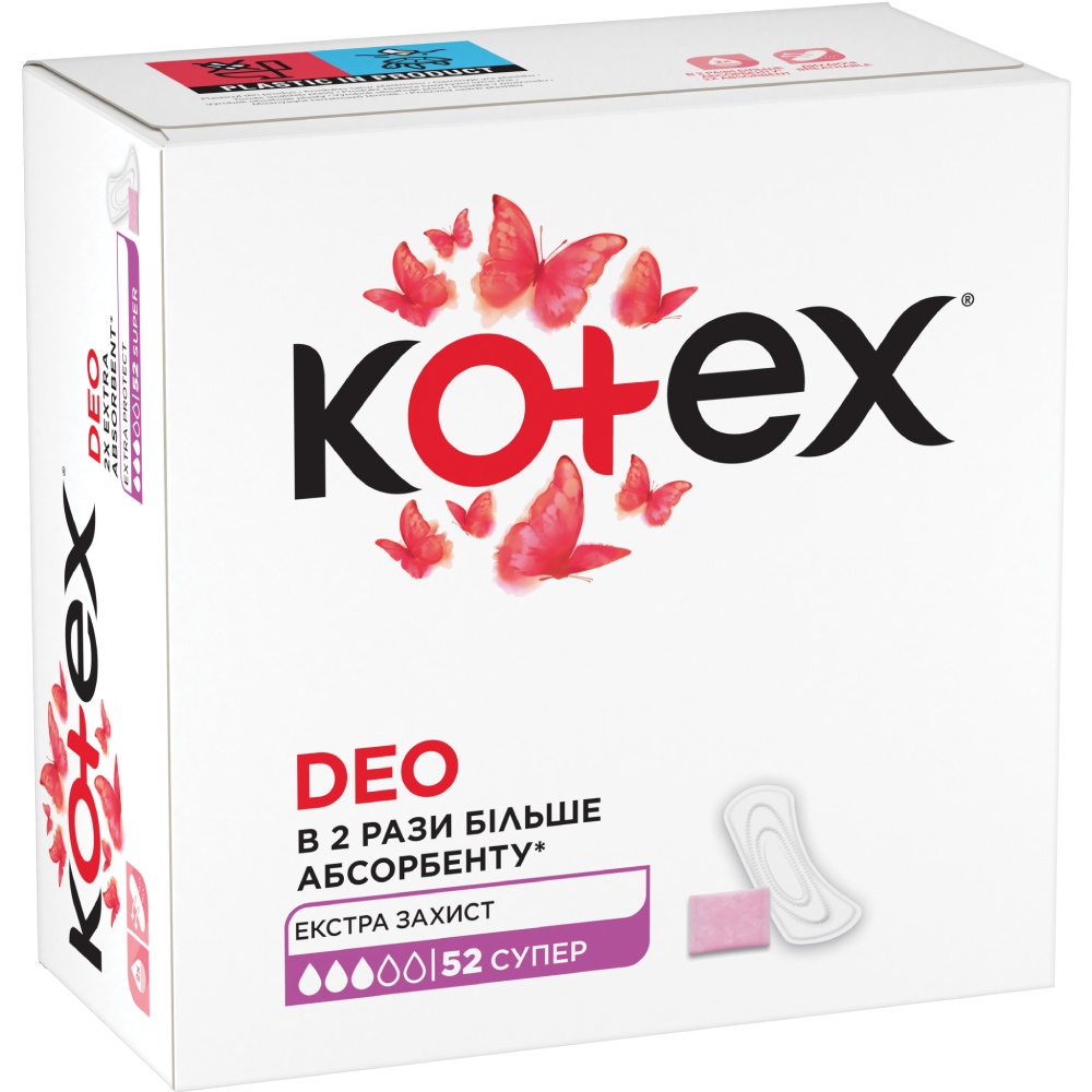 Ежедневные прокладки KOTEX Super Deo 52 шт (5029053548685) Вид прокладки