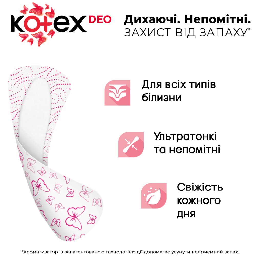 Щоденні прокладки KOTEX Ultra Slim Deo 56 шт (5029053548111) Категорія для жінок