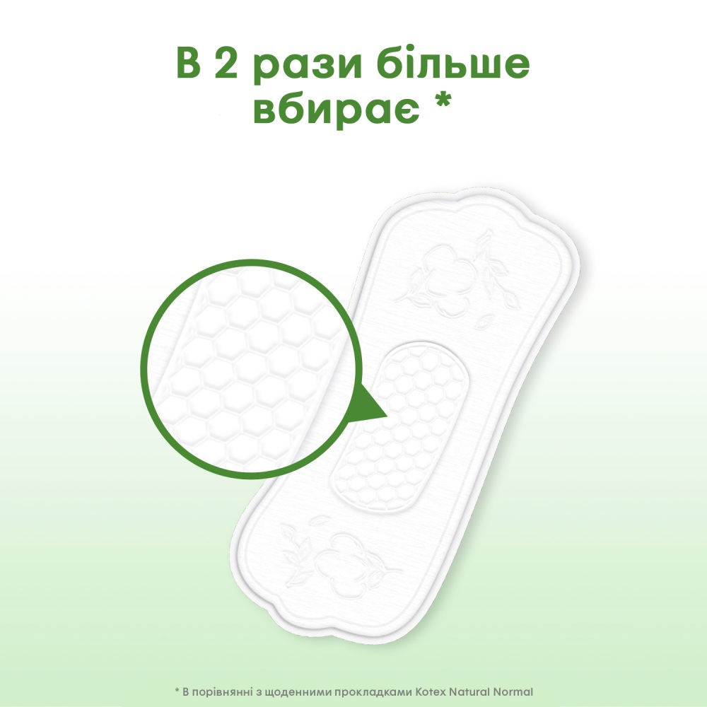 Фото 4 Щоденні прокладки KOTEX Natural Normal 18 шт (5029053548968)