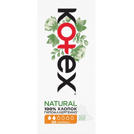 Ежедневные прокладки KOTEX Natural Normal 20 шт (5029053548623) Категория для женщин