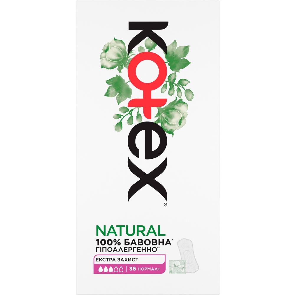 Щоденні прокладки KOTEX Natural Normal 36 шт (5029053548975) Вид прокладки