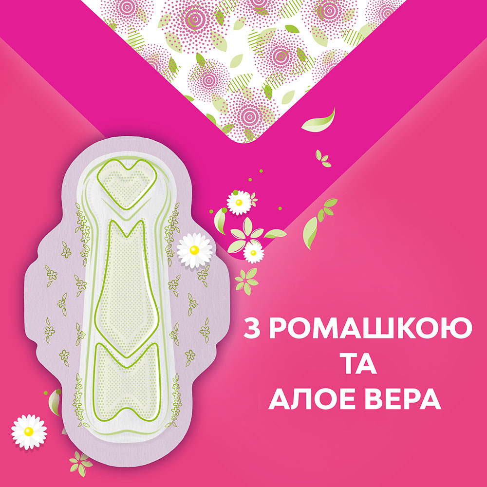 Гигиенические прокладки Libresse Ultra Normal Aloe Vera & Camomile 10 шт (7322540344059) Особенности 5 капель, с крылышками, ультратонкие