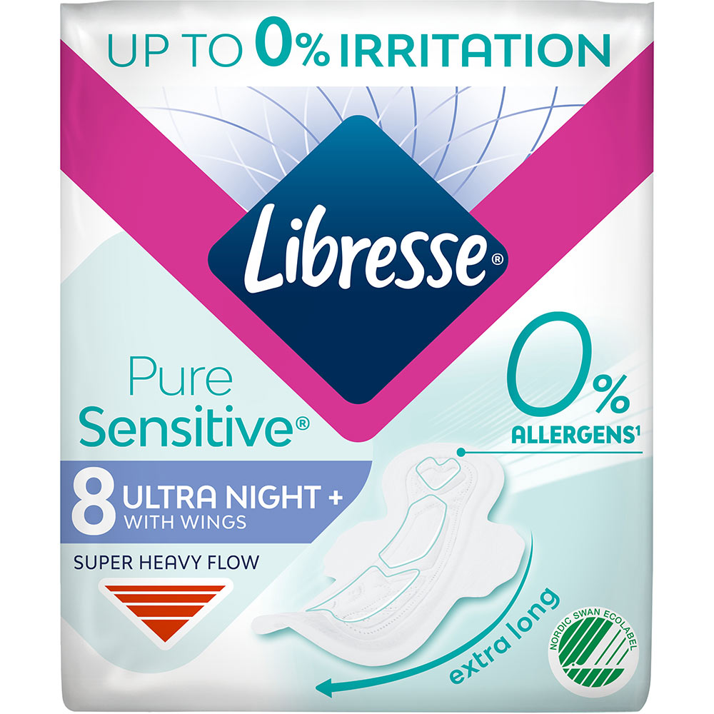 Гигиенические прокладки Libresse Pure Sensitive Ultra Night ночные 8 шт (7322541161785)