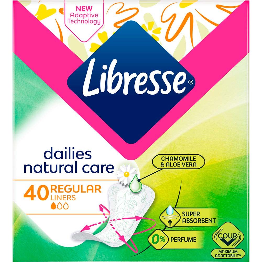 Прокладки гігієнічні LIBRESSE Dailies Natural Care Regular 40шт (7322540306392) Вид прокладки