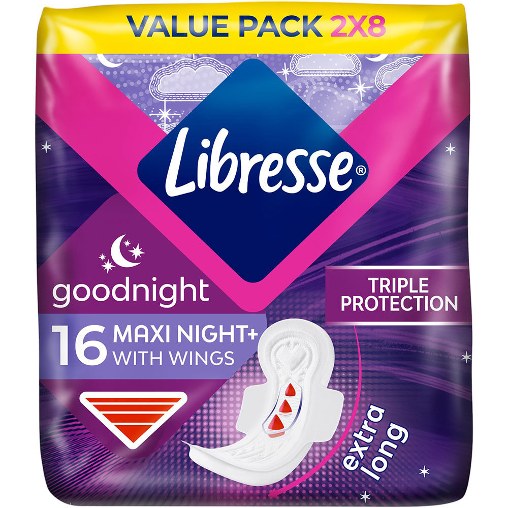 Прокладки гигиенические Libresse Maxi Goodnight 16 шт (7322541311708)