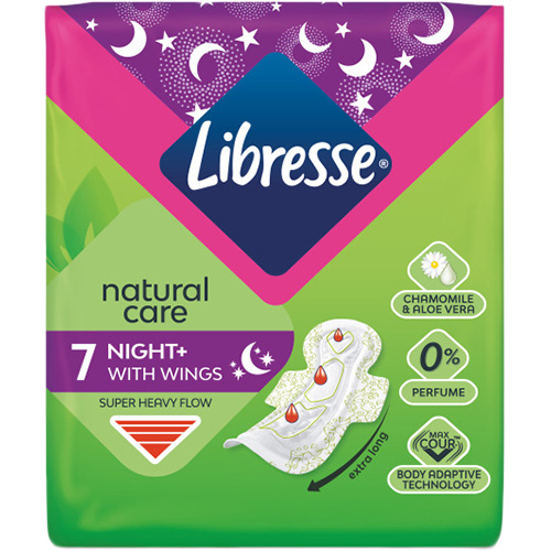 Гигиенические прокладки Libresse Natural care Maxi Night 7 шт (7322540611236) Вид прокладки