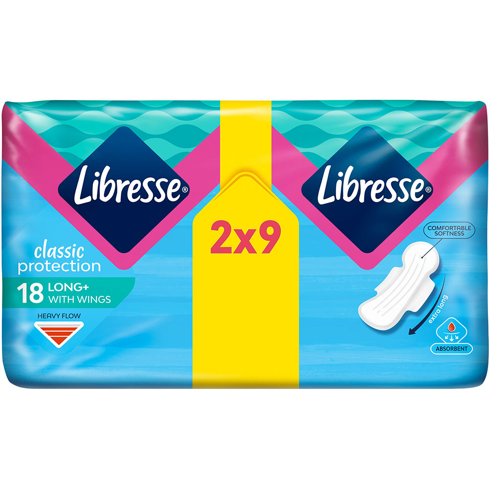 Гигиенические прокладки Libresse Classic Protection Long 18 шт (7322540063608) Особенности 5 капель, с крылышками