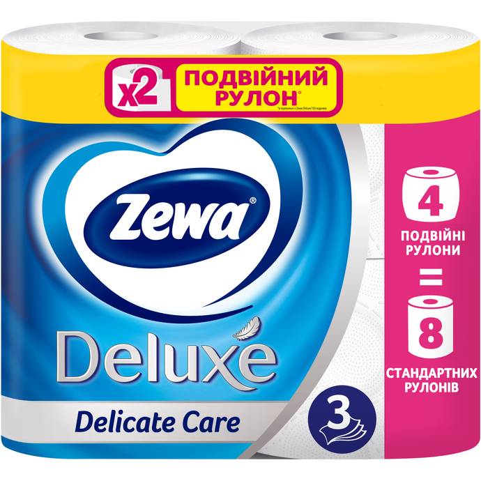 Туалетний папір ZEWA Deluxe Подвійний рулон 4 рулони 3 шари (7322542165935)