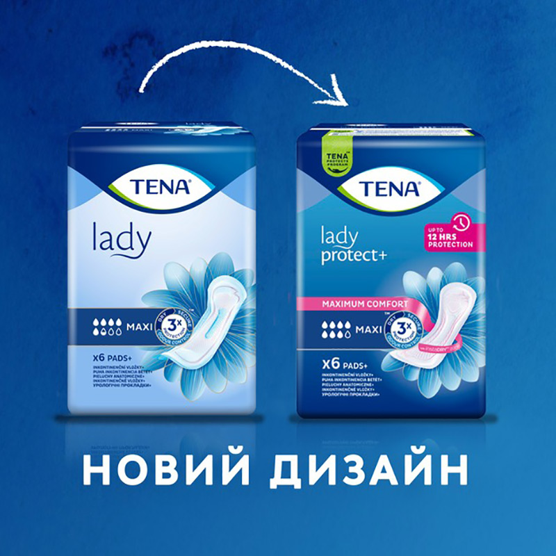 Прокладки урологічні TENA. Lady Protect+ Maxi 6 (7322540593129) Особливості Поглинання: 7 крапель