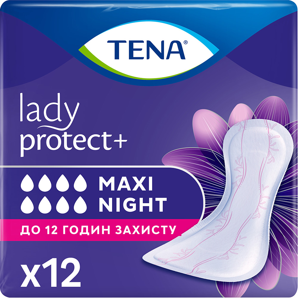 Прокладки урологічні TENA Lady Protect+ Maxi Night 12 (7322541120966)