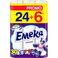 Туалетная бумага EMEKA Toilet Paper Elastic Fibres Paradise 24 + 6 рулонов (3800024027956)