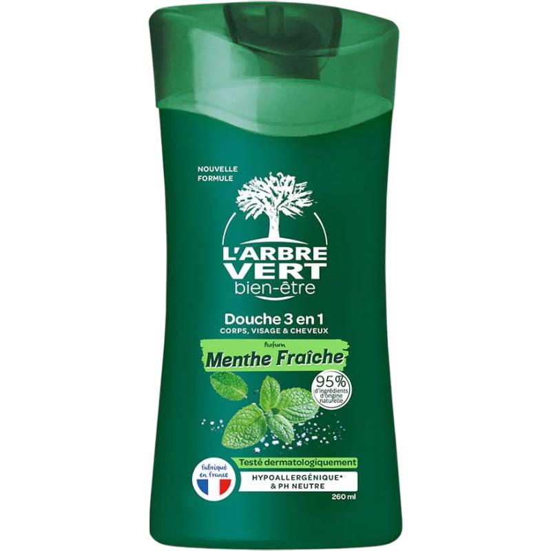 Крем-гель для душа L'ARBRE VERT 3 в 1 Свежая мята 260 мл (3450601100420)
