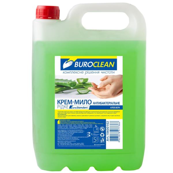 Крем-мыло BUROCLEAN EuroStandart антибактериальное Алоэ вера 5 л (4823078977366)