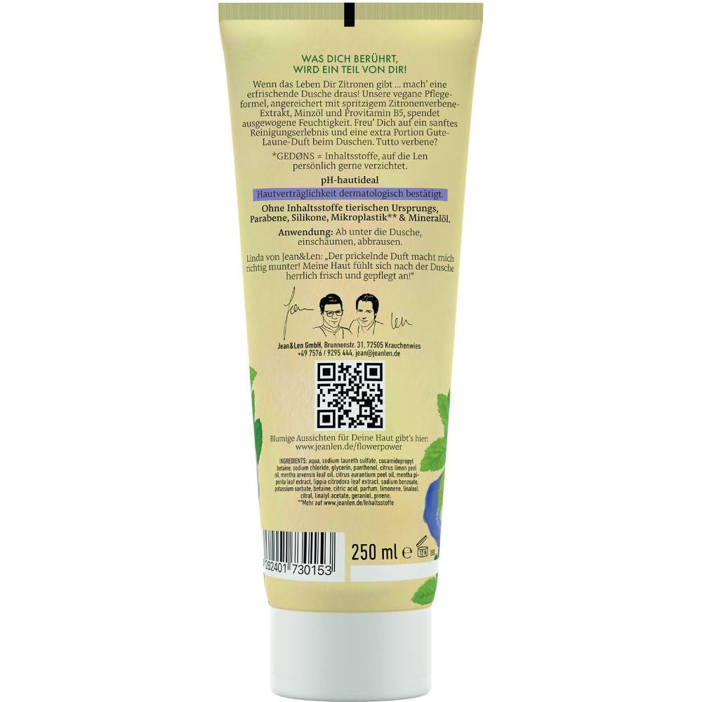 Гель для душа JEAN_LEN Лимонная вербена-Мята 250мл (4262401730153) Вид гель для душа