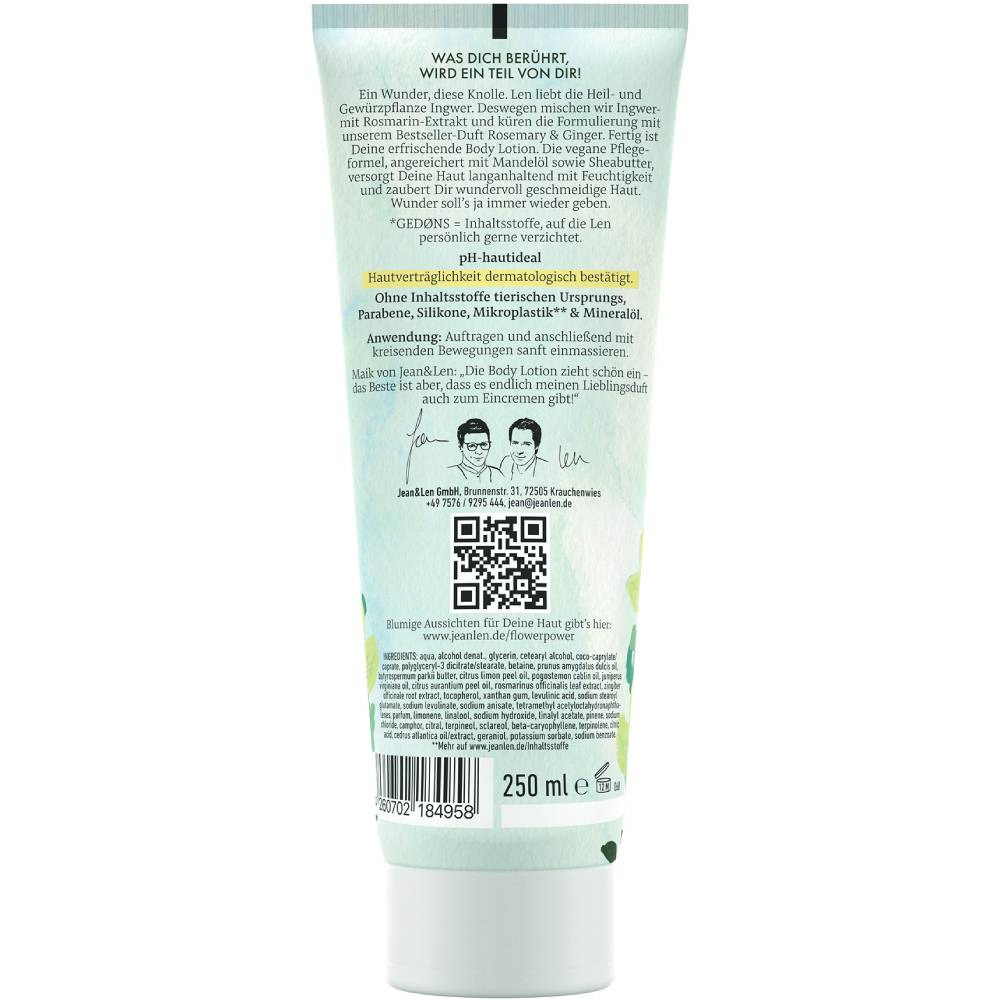 Лосьйон для тіла JEAN_LEN Розмарин-Імбір 250 мл (4262401733772) Вид лосьйон для тіла