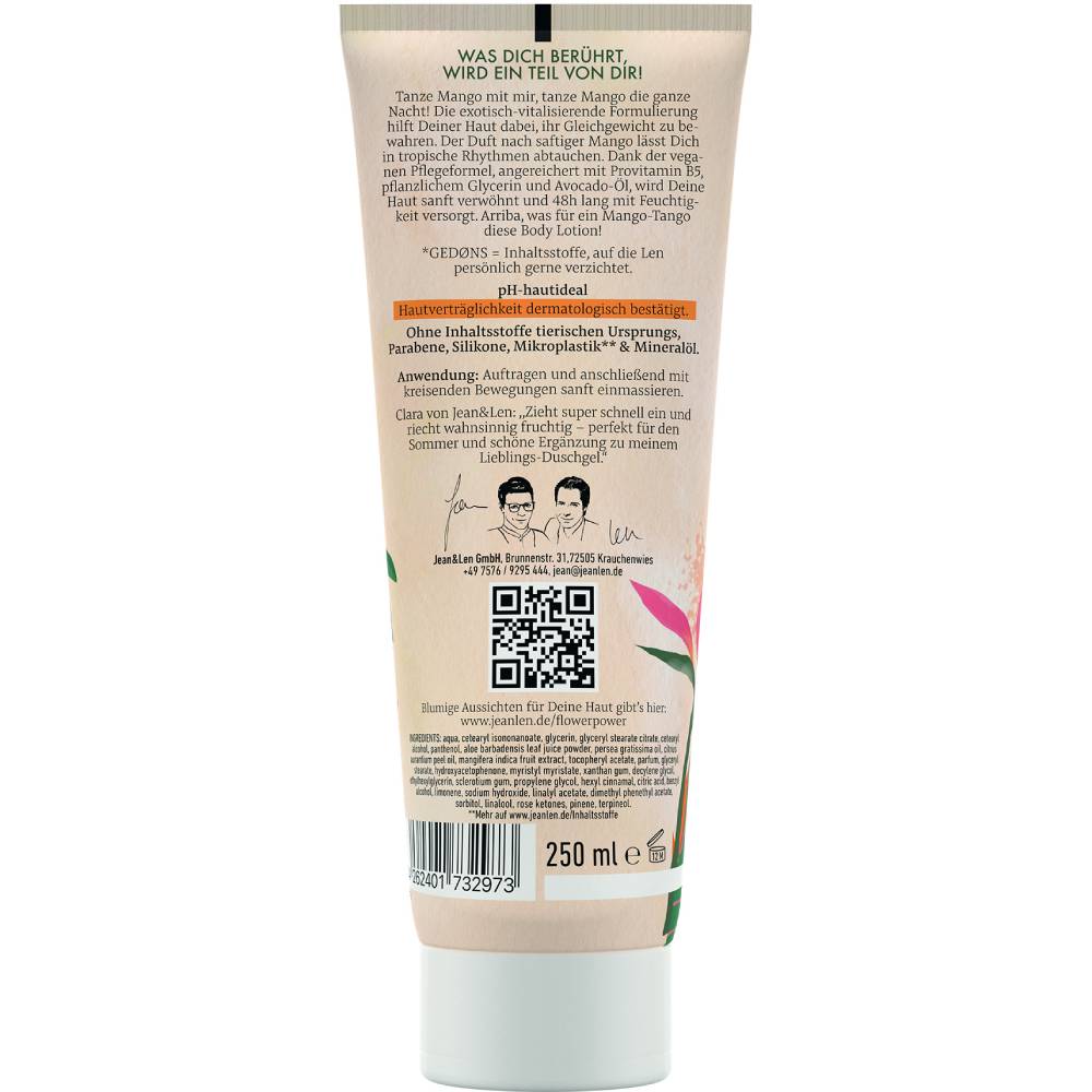Лосьон для тела JEAN_LEN Манго-Авокадо 250 мл (4262401732973) Вид лосьон для тела