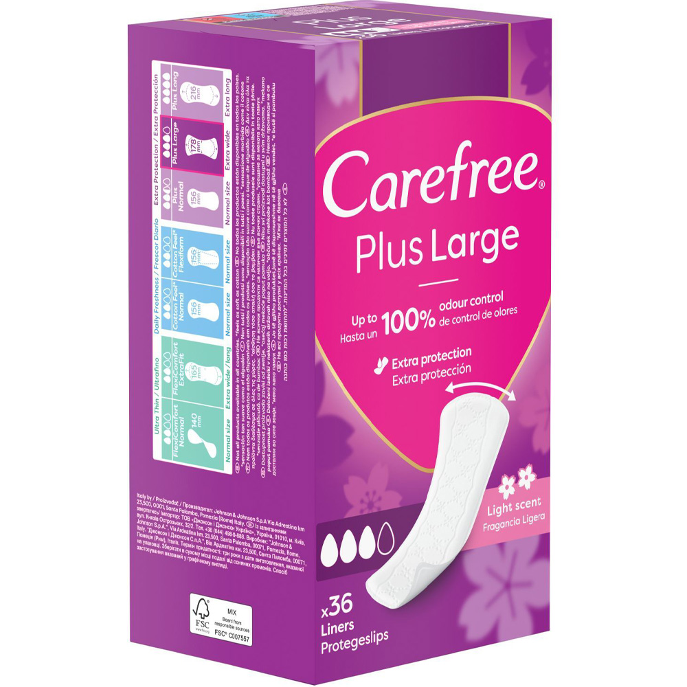 Ежедневные гигиенические прокладки CAREFREE Plus Large 36шт (3574661604787/3574661487540) Ежедневные гигиенические прокладки CAREFREE Plus Large 36шт (3574661604787/3574661487540)