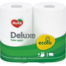 Папір туалетний RUTA Ecolo Deluxe 3 шари 4 рулони (4820202890324)