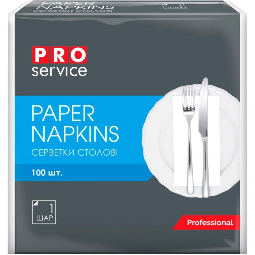 Серветки паперові PRO SERVICE 1 шар 100 шт. (4823071621600)