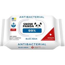 Вологі серветки Сніжна Панда Blue Aqua 99% Antibacterial 100шт (4820183972170)