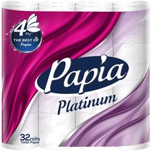 Туалетная бумага PAPIA Platinum 4 слоя 32 рулона  (8690536026364)