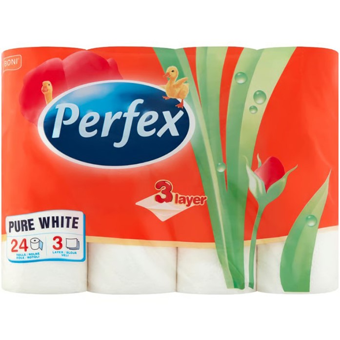 Туалетная бумага PERFEX Pure White 3 слоя 24 рулона (8606102287039)
