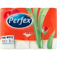 Купить Туалетная бумага PERFEX Pure White 3 слоя 24 рулона (8606102287039)